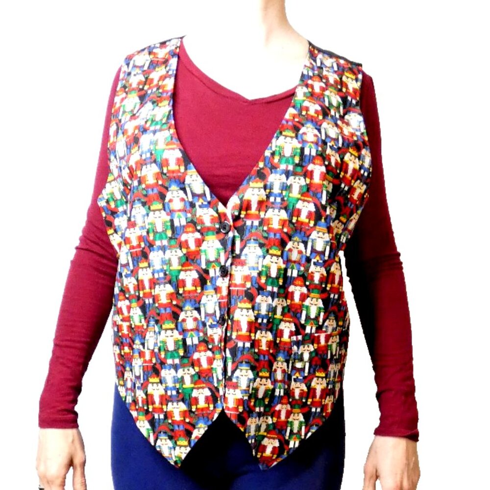 Nutcracker Vest Size L/XL Womens Sleeveless OOAK Christmas Holidays Festive
